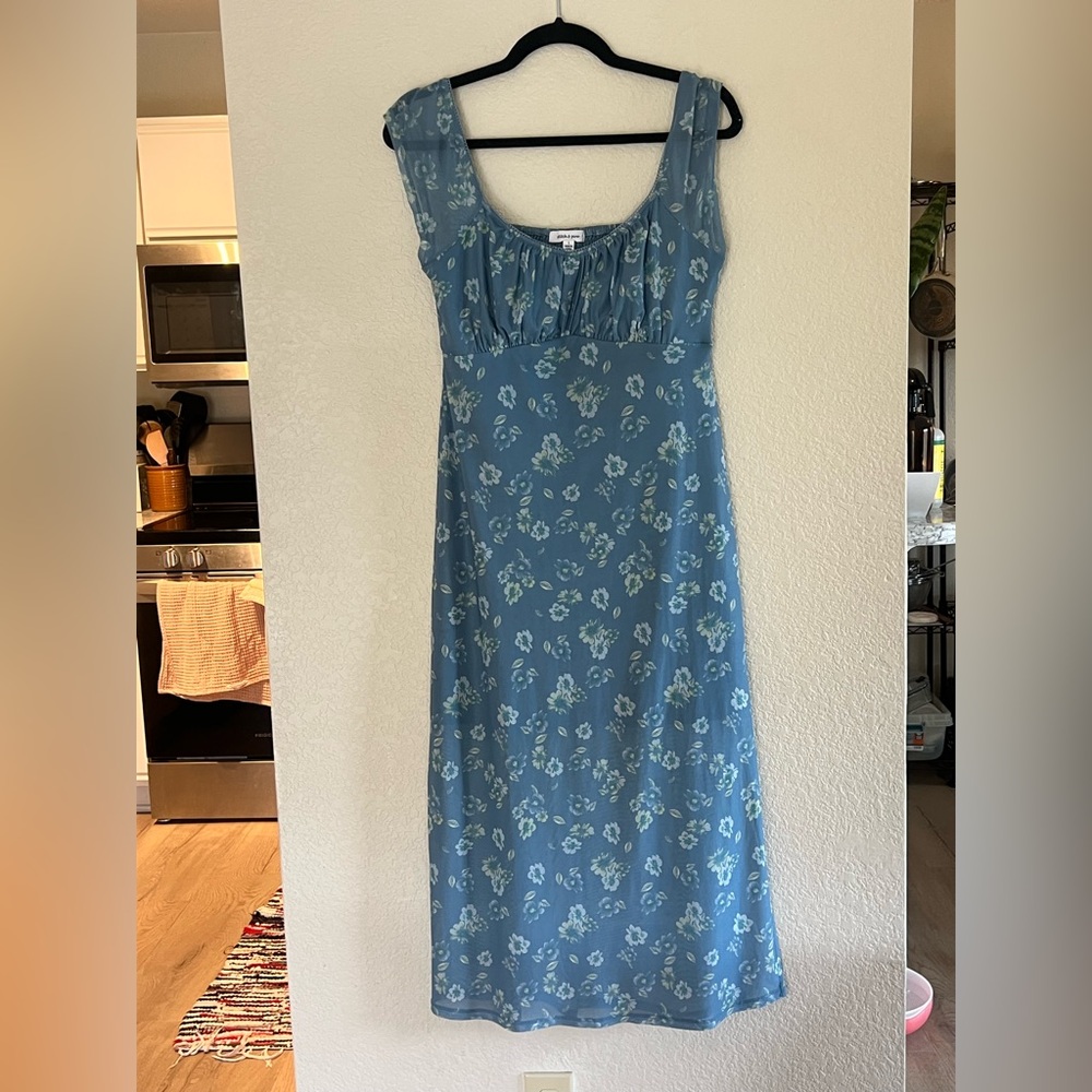 90s Blue Floral Sleeveless Dress